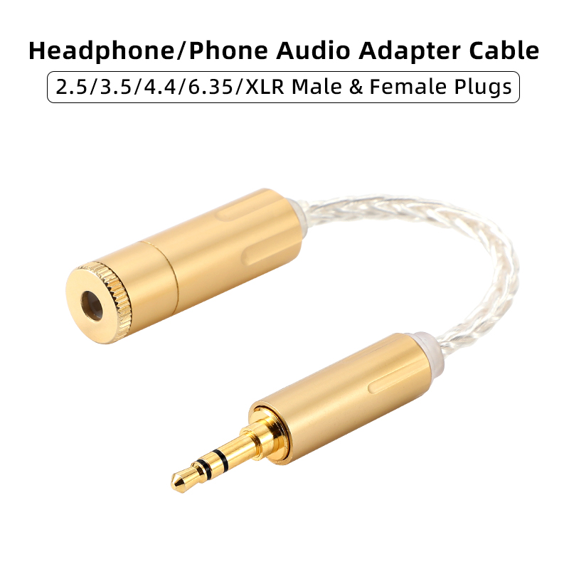 Cable de Audio para auriculares de soldadura Manual para jack XLR 3,5mm 4,4mm 6,35mm 2,5mm macho hembra con adaptador de auriculares de Cable plateado