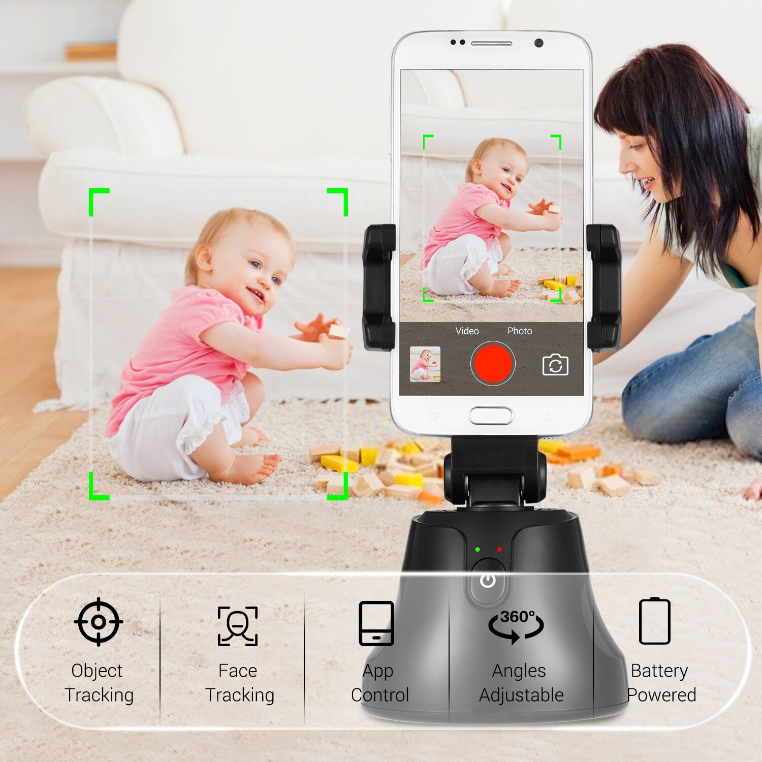 Andoer Smart Selfie Stick Tripod - 360° Auto Face Object Tracking - WiFi Enabled - Portable for Vlogging