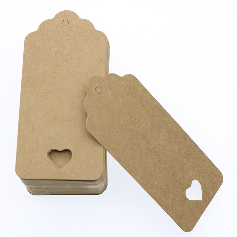 100 pcs Hollow Liefde Rechthoekige Kraft Papier Tag Kaart Kleding Hanger DIY Bericht Card Party Wedding Bag Label