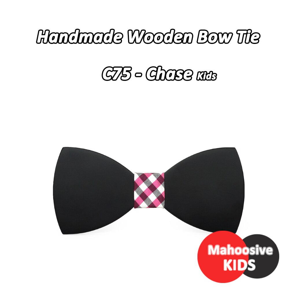 Mahoosive Kinderen Kids Jongens Hout Effen Kleur Wedding Pre Gebonden Clip Kind Nek Strikjes Stropdassen C71-C76 COMBO: C75 - Chase kids