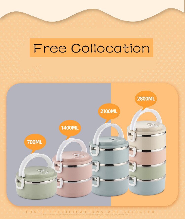 Fiambrera térmica aislante para uso en el hogar, fiambrera portátil de acero inoxidable multicapa a prueba de fugas, herramientas de cocina para exteriores