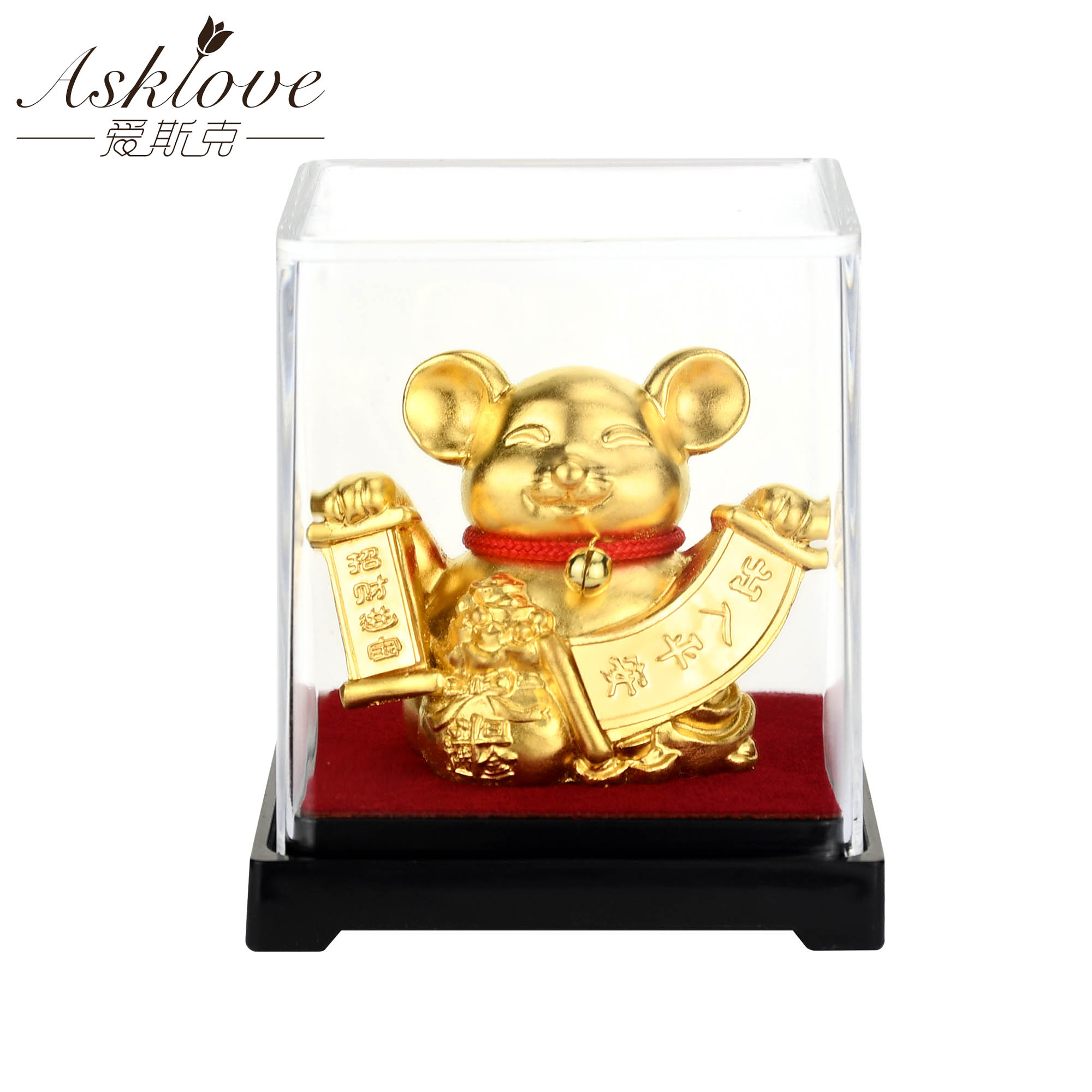 Chinesische Sternzeichen Sammeln Reichtum Ornamente 24k Gold Folie Fengshui dekor Drachen/Ratte/Schwein/affe Auto Glück handwerk Heimat Sekretariat Dekor: Ratte