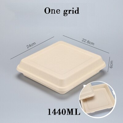 10 PCS Bento Box Eco-Friendly Lunch Box Food Container Disposable Pulp Microwavable Dinnerware Home Healthy Material Lunch Box: One grid L / 20Pcs