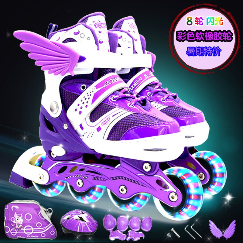 Roller skates full set of children's roller skates flashing street adult roller skates adjustable skate shoes outdoor shoes