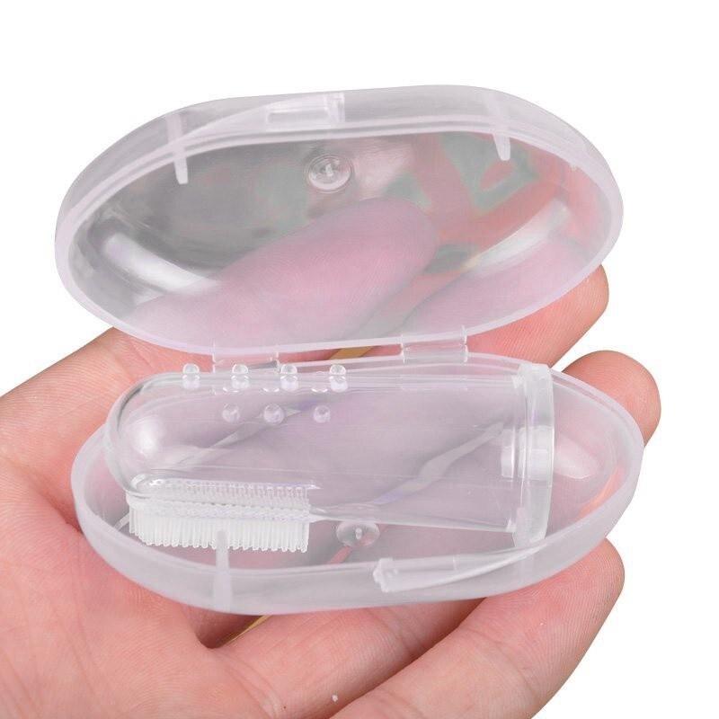 Silicon Tandenborstel Doos Baby Items Vinger Tandenborstel Kinderen Tanden Schoon Zachte Siliconen Cepillo De Dientes Rubber Reinigingsborstel: White