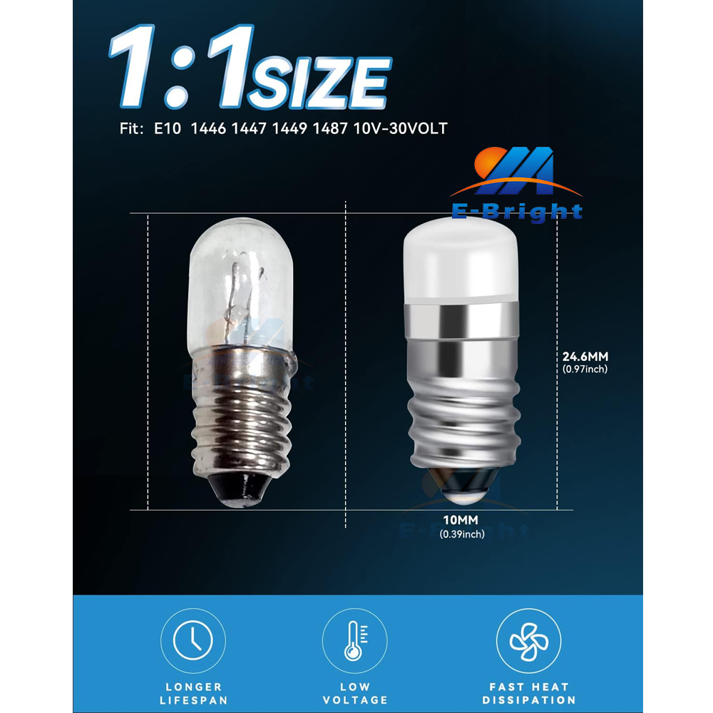2x E10 Number Light Bulb 10V-30V 1487 1447 E10 Screw Bulb 1446 1449 House Address Lights Train Bulb Flashlight Landscape Light