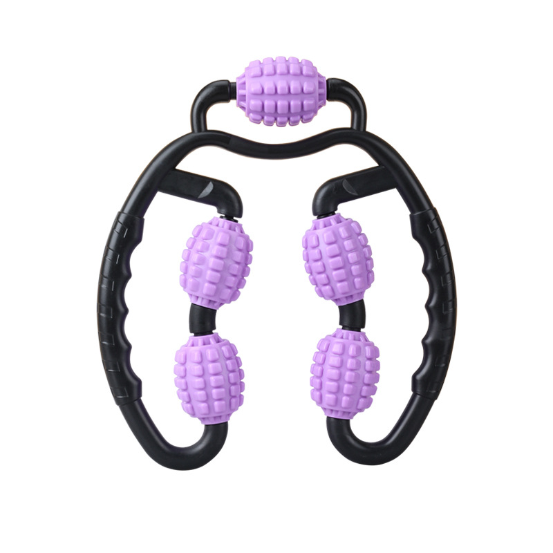 2/4/5 Wheel U Shape Trigger Point Massage Roller for Arm Leg Neck Muscle Tissue for Fitness Gym Yoga Pilates Sports: 5 Wheel Purple