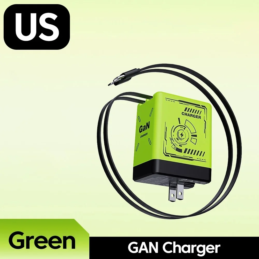 GaN 20W Snellader met intrekbare Type-C kabel, snellaadadapter voor iPhone 17 16 15 14 13 12 11 iPad: eu