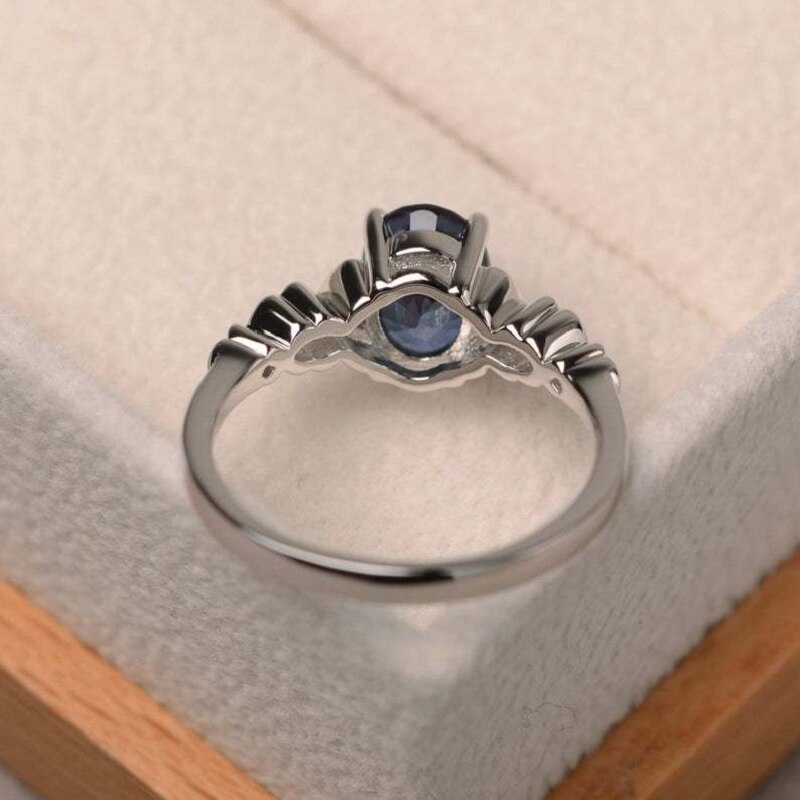 Simple Dames Engagement Ring Met Blauwe Zirkoon Elegante Trouwringen Sieraden Valentijnsdag Anniversary