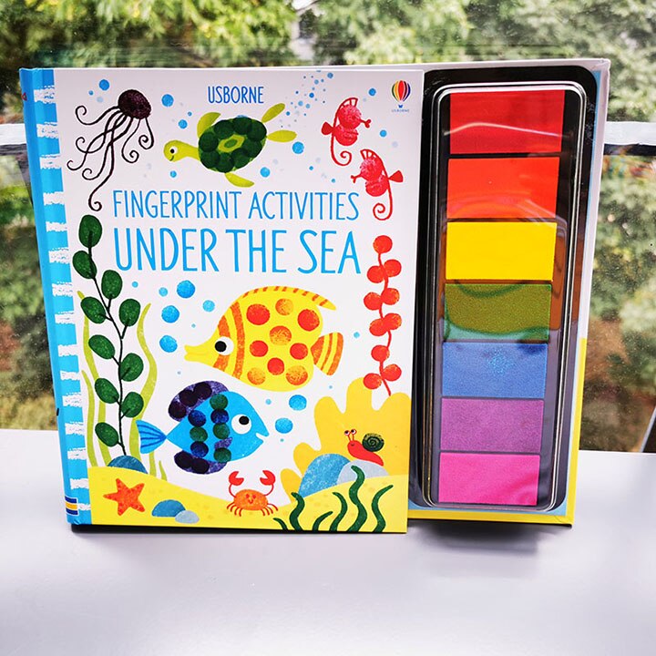 Children Fingerprinting Books with Rubber Stamps Ink Pad kids Activities Doodling Book Animal Garden Kindergarten DIY Craft Toy: under the sea