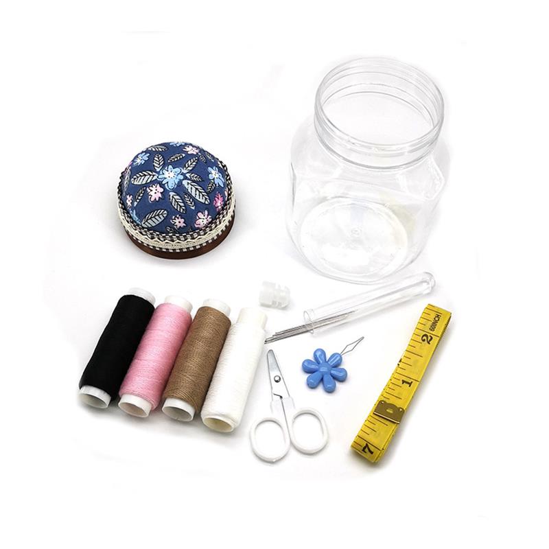Portable Home Travel Sewing Kits Box Sewing Pattern Fabric Pincushion Needle Threader Threads Sewing Scissors Sewing Tools: 2