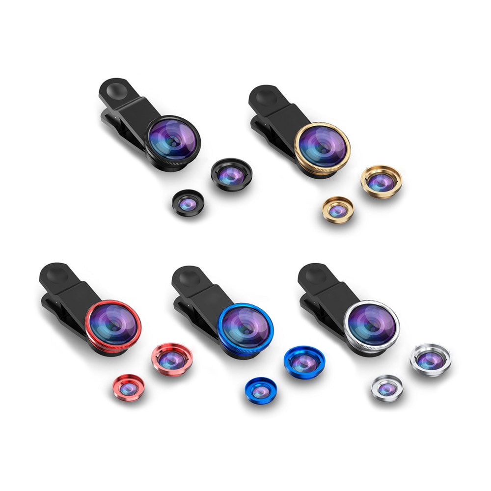 Universal 3 in1 Wide Angle Macro Fish Eye Lens Camera Mobile Phone Lenses For iPhone 6 6s 7 8 Plus For Samsung Note 8 9 S9 Plus