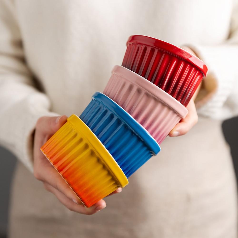 Gradiënten Keramische Cakevorm Bakplaat Set Pudding Mould Keuken Oven Ronde Bakvormen Pan Met Deksel Soepkom