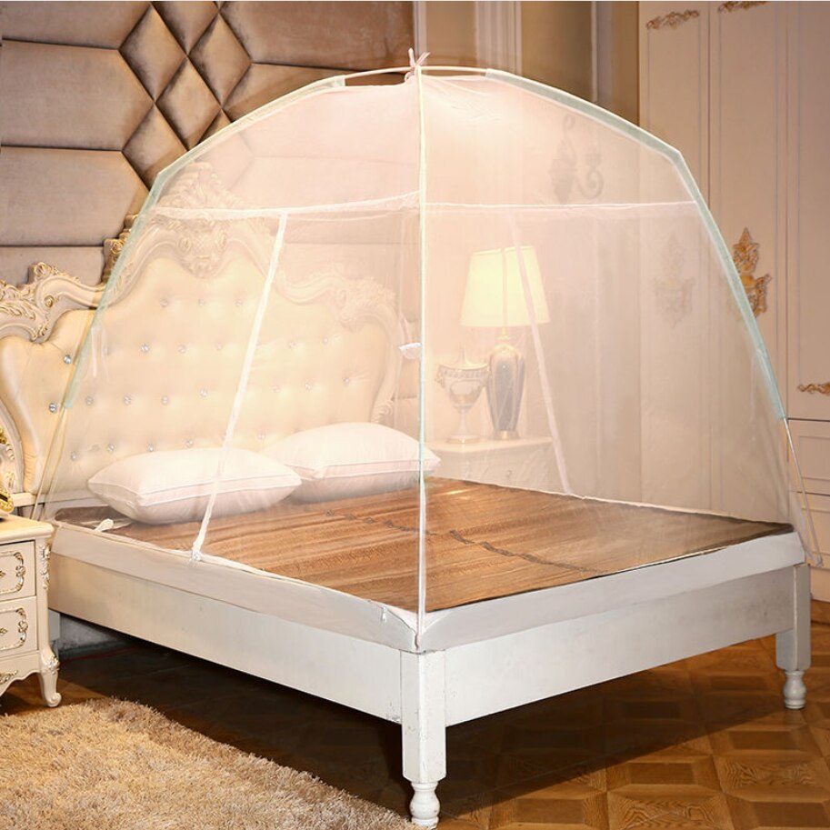 Gratis Installatie Klamboe Gevouwen Student Volwassen Universele Mongoolse Yurt Dubbele Deur Rits Klamboe Voor School Slaapkamer: WHITE / 1.2m (4 feet) bed