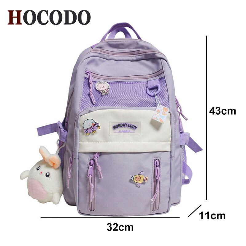 Hocodo Nylon Waterdichte Vrouwen Rugzak College Stijl Pure Kleur Schooltas Voor Tiener Meisjes Leuke Casual Rugzak Boekentas