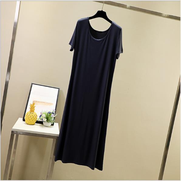 Fdfklak Zomer Night Jurk Vrouwen Nachtjapon Sleepshirts Roze/Zwart Korte Mouwen Nachtjapon Nachtjapon Katoen Nachtkleding: navy / Xl