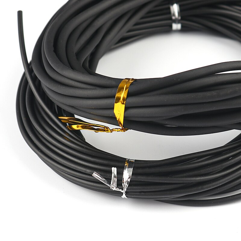 Cordón de joyería de goma para hombres y mujeres, pulsera redonda de color negro sin agujero, 1,5-3mm, DIY, collar, accesorios de joyería de , 10M de longitud