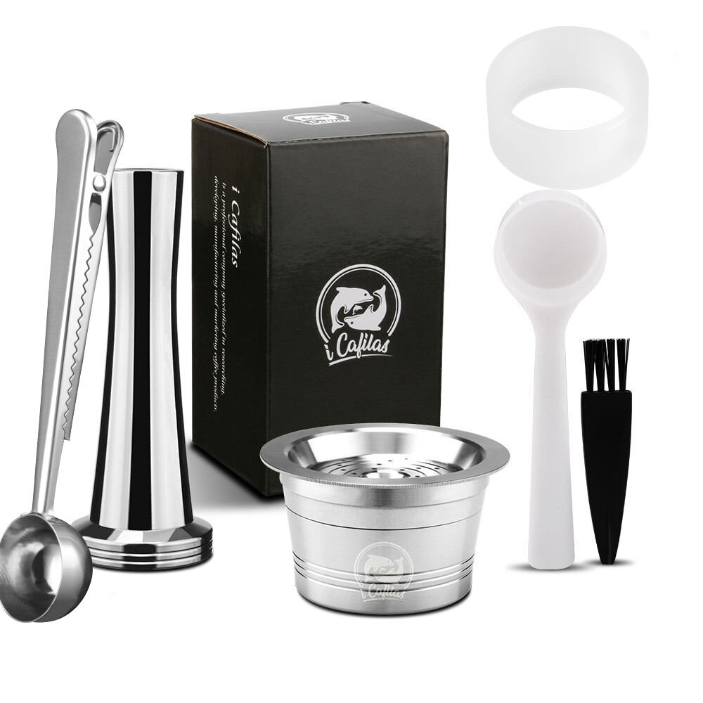 ICafilas Edelstahl Nachfüllbar wiederverwendbar Kaffee Kapsel Cafeteira Filter für Caffitaly & Tchibo Cafissimo Klassische Maschine: Rosa