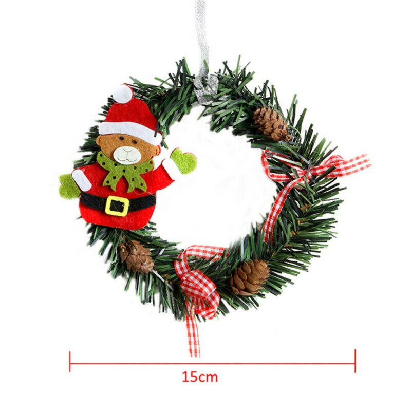 Solid Christmas Wreath Decor Snowman Santa Claus For Xmas Home Party Door Wall Garland Flower Ornaments
