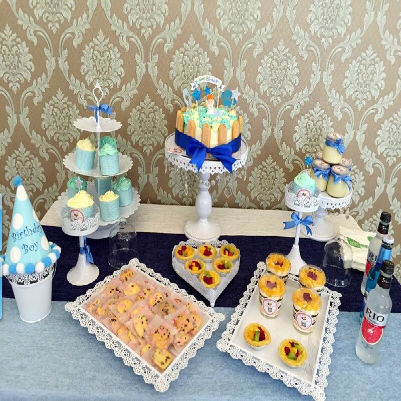 Wit Europese Bruiloft Iron Cake Cake Dessert Gebak Fruit Show Tray Thee Dessert Dessert Dienblad Lade