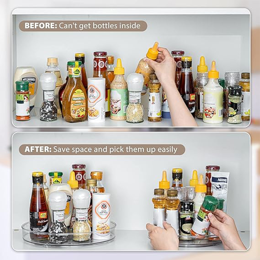 Rotating Turntable Organizer - for Kitchen, Pantry, Cabinet, Fridge - Spinning Food Storage Container for Spices, Condiments