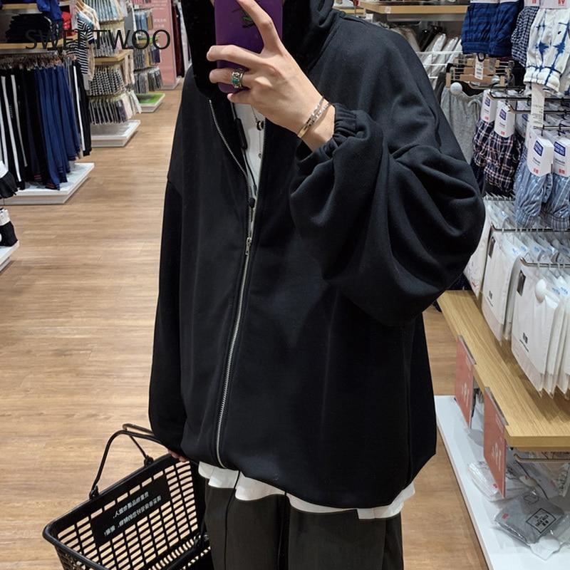 Hoodie Sweatshirt Men Plus Size Japanese Streetwear Oversize Men's Hoodies Plain Hooded Clothes Black Grey Hip Hop Tops