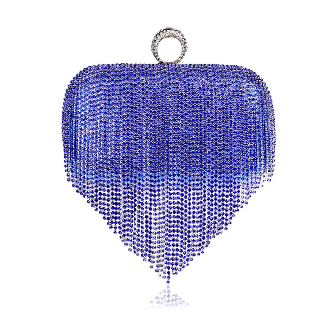 Pochette à pompon en strass pour femmes, Vintage, épaule, argent, , fête de mariage, chaîne, soirée: blue