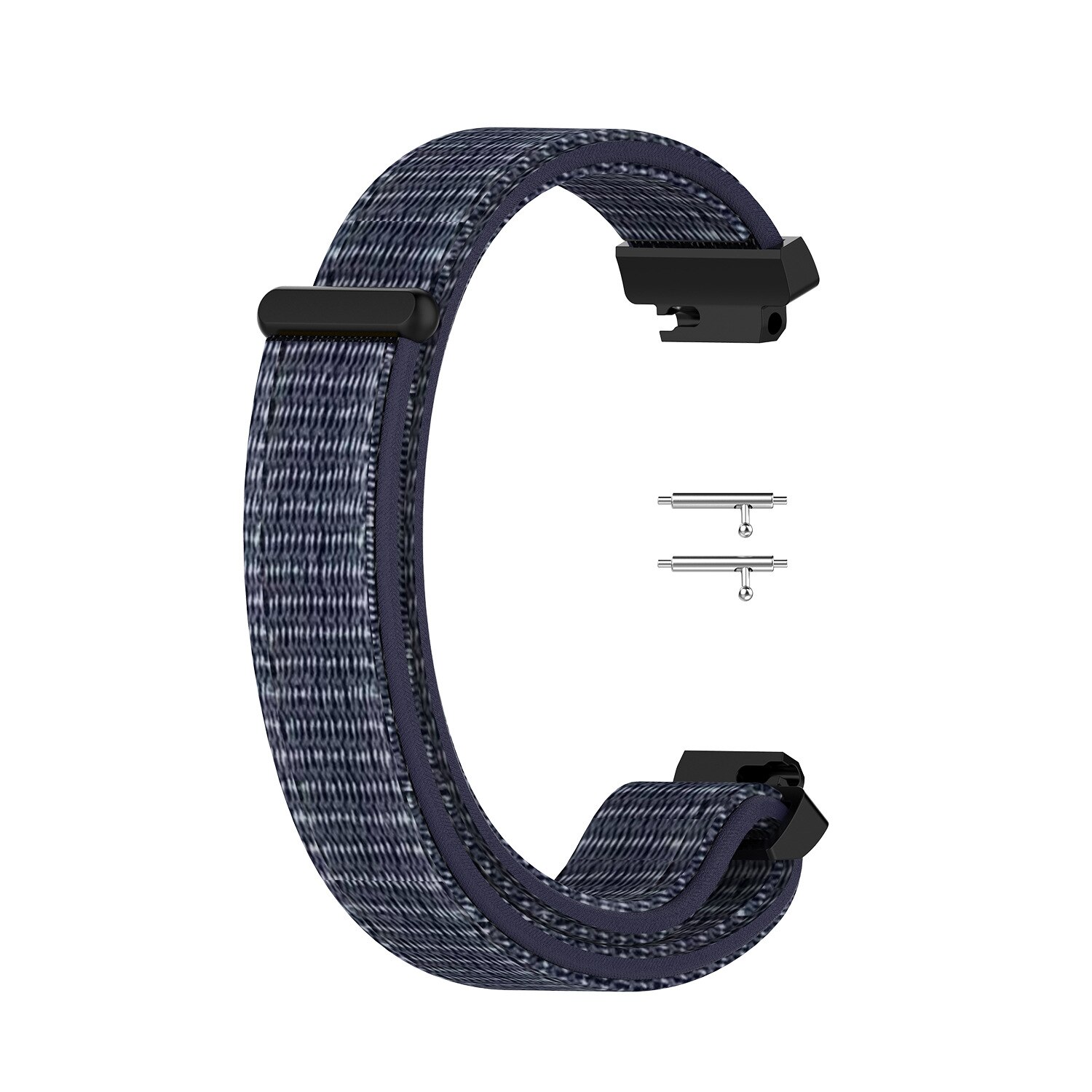 Zachte nylon loopbackband, geweven klittenband polsband, horlogeband voor fitbit inspire hr/inspire smartwatch: Middernachtblauw
