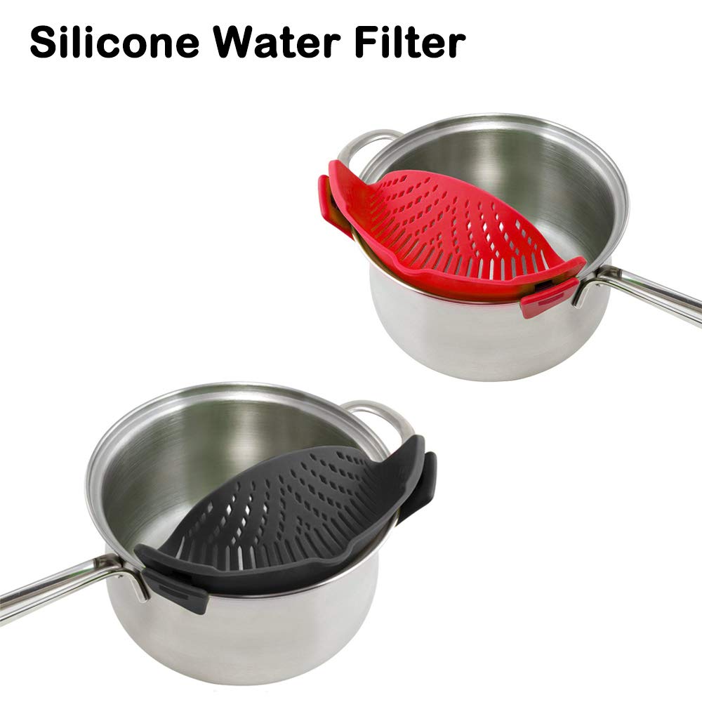 Colador de tensión de drenaje de cocina, colador de silicona con Clip, se adapta a todas las ollas y cuencos, Clip embudo escurridor gadget de cocina