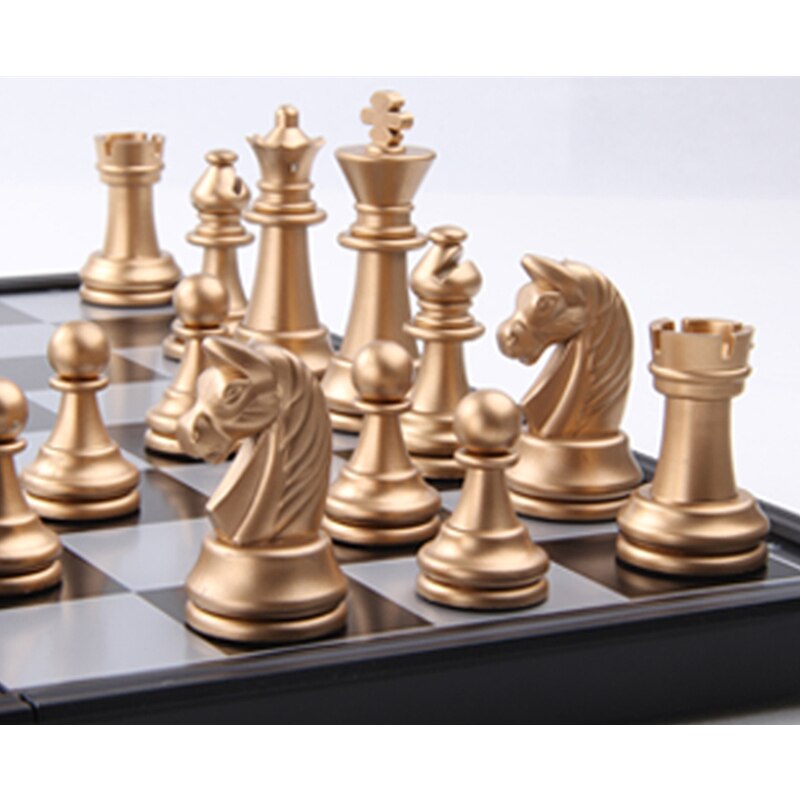 Medieval Chess Set With Chessboard 32 Gold Silver Chess Pieces Magnetic Board Sports Games Children