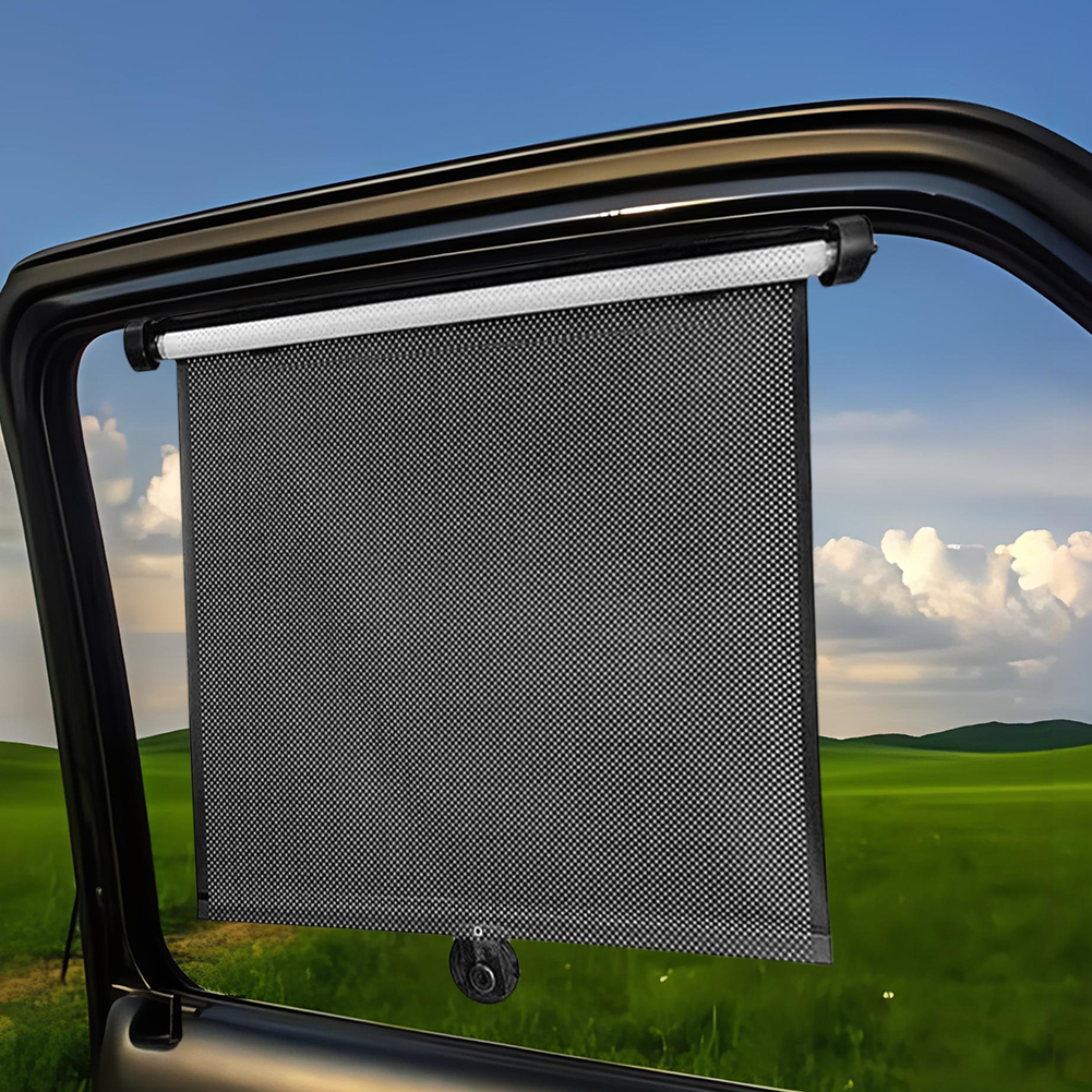 2 Stück Auto versenkbare Rolle Sonnenschutz 15 Zoll Auto versenkbare Sonnenschutz Vorhang Druckknopf rollen-hoch Teleskop Sonnenschutz Blockierung