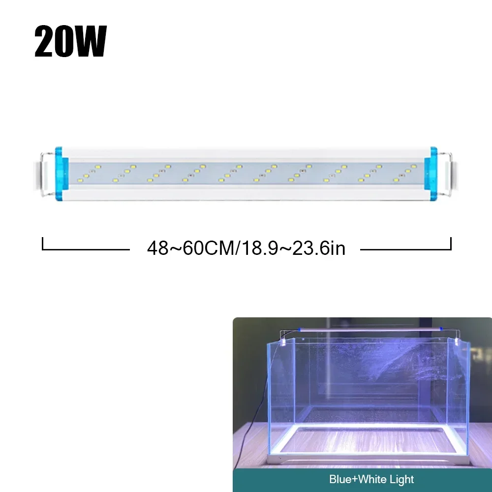18–75 cm superschlanke LEDs, Aquariumbeleuchtung, Wasserpflanzenlicht, erweiterbar, wasserdicht, Clip-on-Lampe für Aquarium, 90–260 V: Rosa / US-Stecker