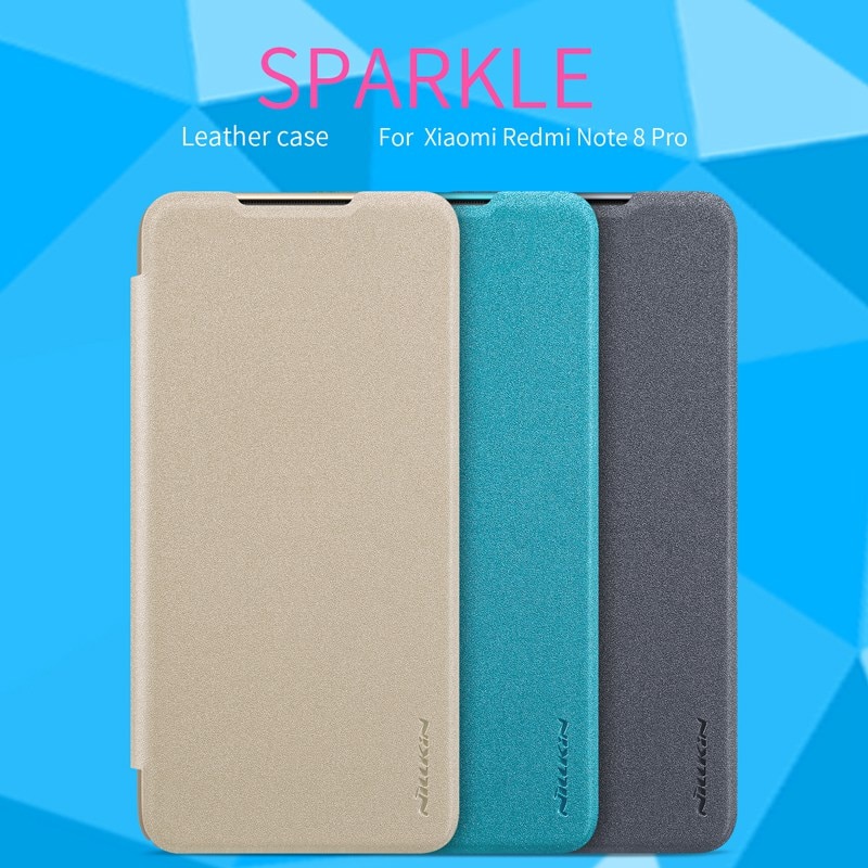 for Redmi Note 8 Pro case flip cover, NILLKIN case for Xiaomi Redmi Note 8 Pro mobile phone sparkle PU leather folding book