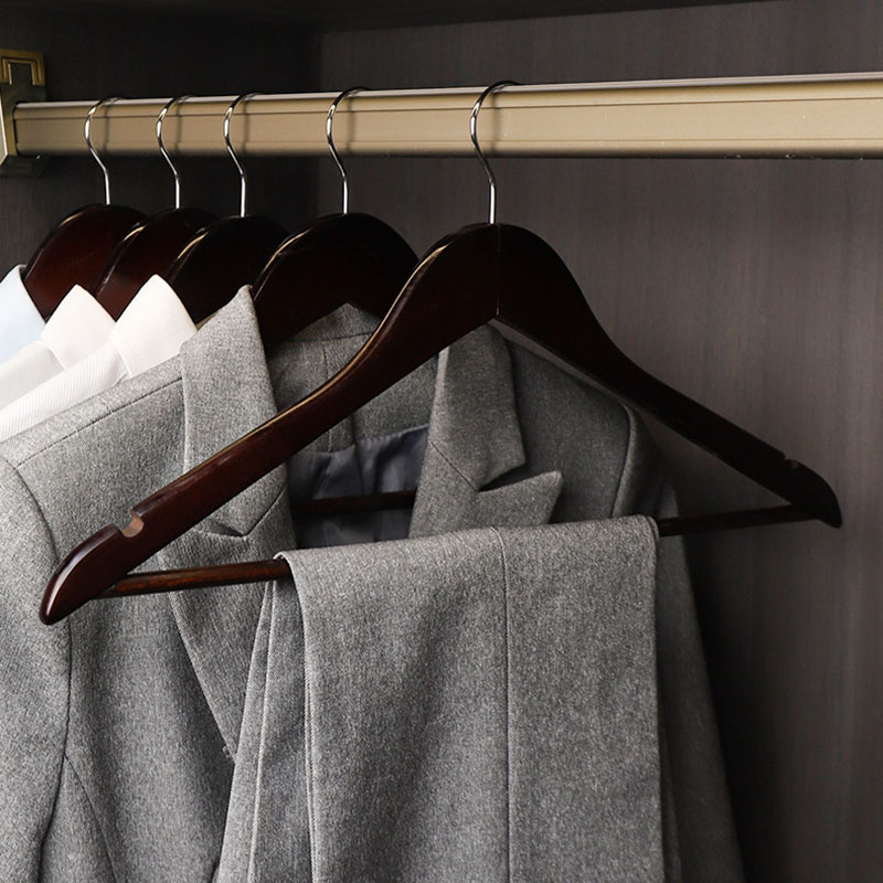 5/20pcs Retro Wooden Hanger Anti-Slip Drying Clothes Rack Wardrobe Organizer Suit Hanger Store Display Save Space