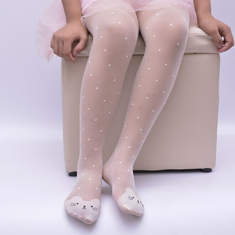 Ultra-thin Stockings Girl Pantyhose Bottom Pantyhose Children Candy Lace Dot Baby White Dance Stockings