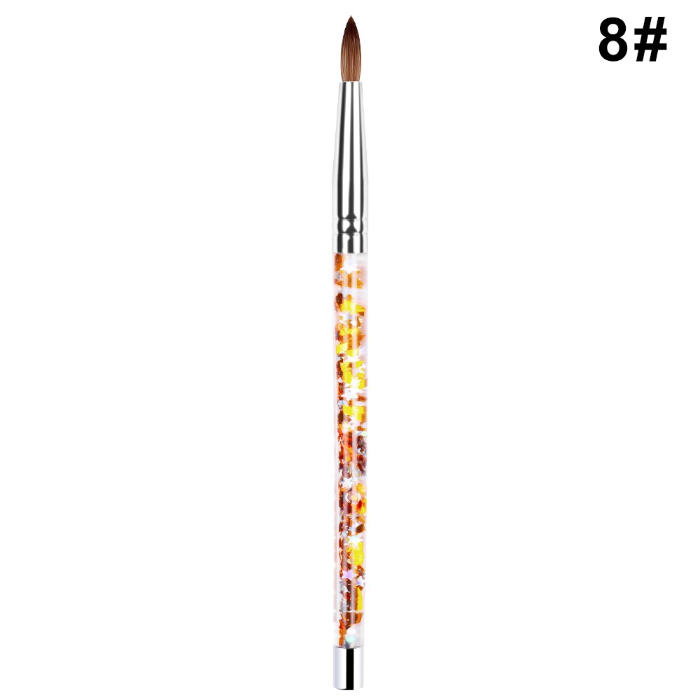 Pincel para manicura Nail Art, pincel acrílico para pintura en Gel UV con mango de colores mixtos para manicura francesa: 8