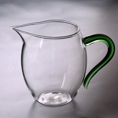 Color handle thickened fair cup heat-resistant glass tea dispenser Linglong Gongfu teacup tea ceremony accessories: green
