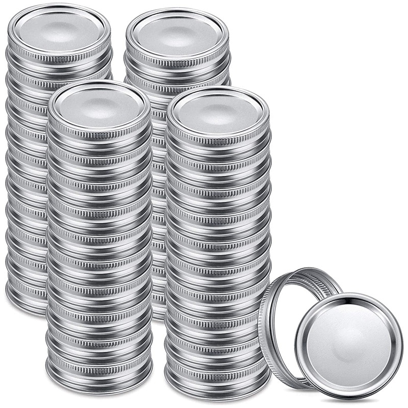 50 Stück Einmachdeckel Regular Mouth – Aus Lebensmittelechtem Metall Mit Silikondichtung, Für Einweckgläser