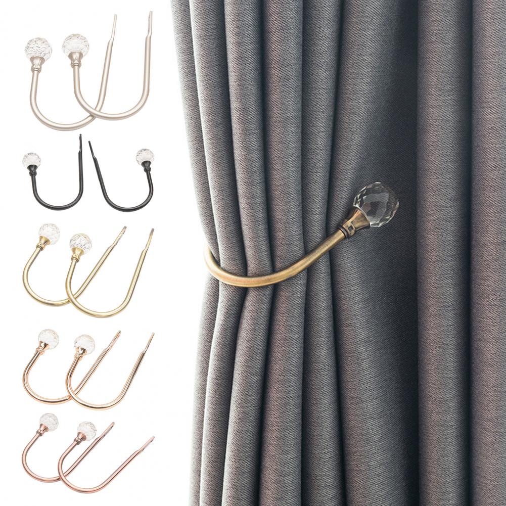 Ganchos de cortina a prueba de herrumbre, soportes de cortina en forma de U montados en la pared, ganchos decorativos de Metal para cortinas, 2 uds.