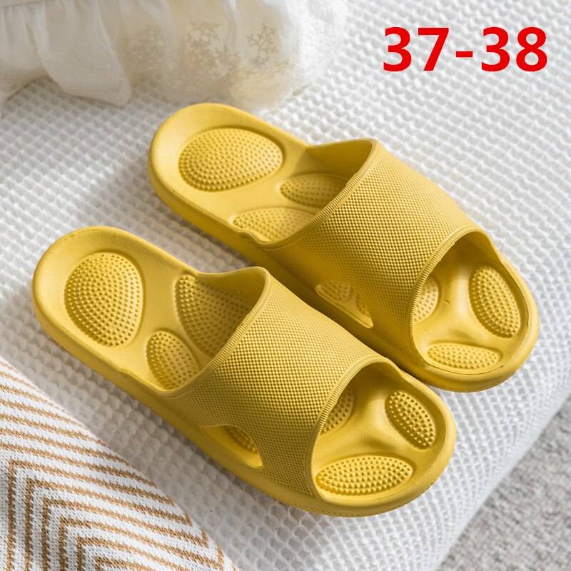 Xiaomi Home Massage Slippers Men Indoor Bathroom Non-slip Soft Sole Sandals Couple Summer Outdoor Flip Flop Mens Womens Shoes: Yellow 37-38