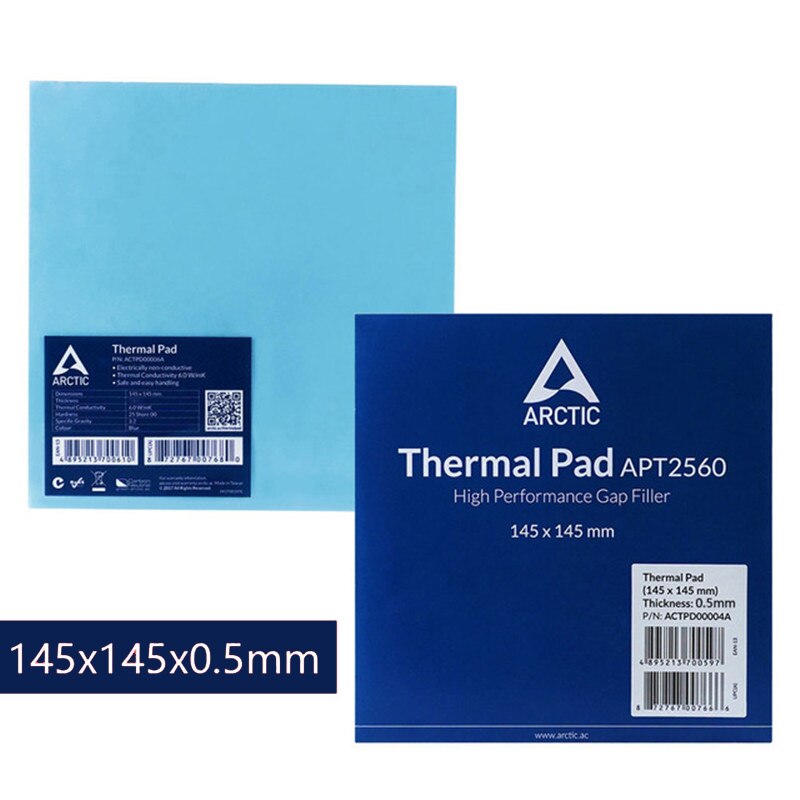 ARCTIC High Efficient Thermal Pad 145x145x0.5/1.0/1.5mm Graphics Card Memory North And South Bridge Water Thermal Pad 6.0 W / mK: 145X145X0.5mm