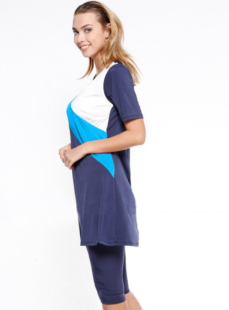 Maiô feminino muçulmano, roupa de banho moderna para mulheres, manga curta
