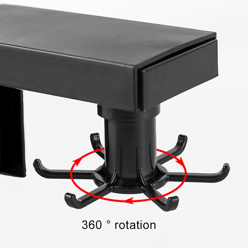 360 Degrees Rotated Kitchen Hooks Self Adhesive 6 Hooks Door Hook Hanger Hanging Rack Bathroom