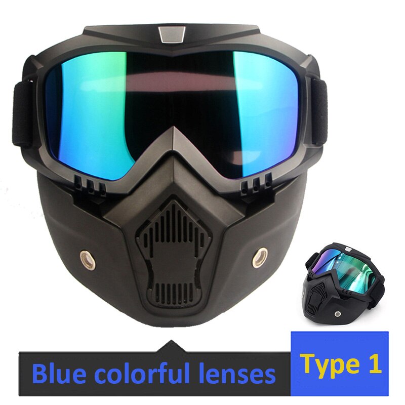 Motorcykel briller motocross beskyttelsesbriller aftagelige ansigtsbriller gear briller beskyttelsesbriller maske med mundfilter til motorcykelhjelm: Type 1