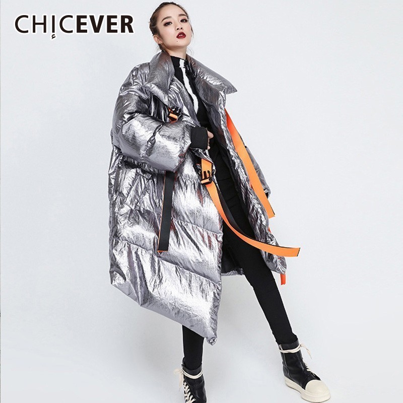 CHICEVER rubans femmes hiver doudoune col montant à manches longues asymétrique veste femme vêtements marée