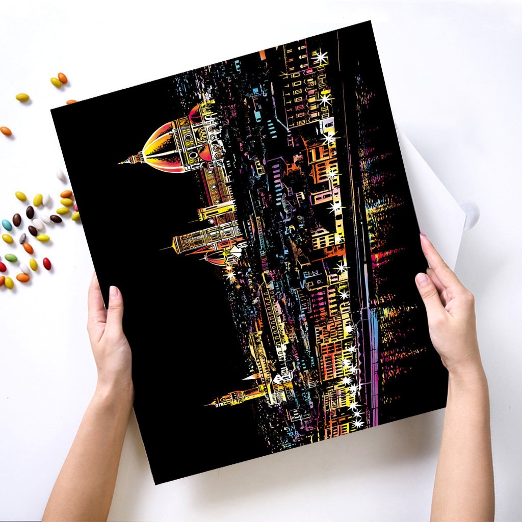 Gold Color Scratch It Scratch Art Teen Adult Scratch Card Magic Pictures: A