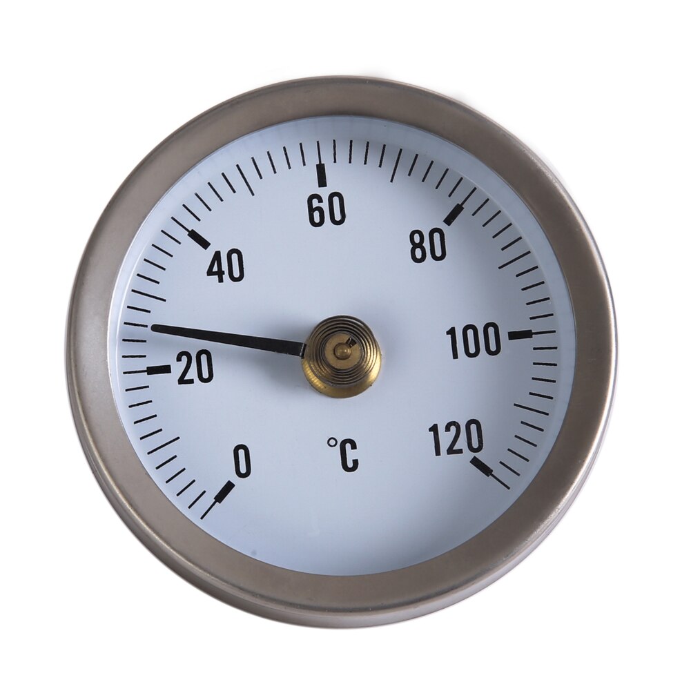 Clip Thermometer Voor Warmwaterleidingen – 0-120°C – 63 Mm Wijzerplaat – Bimetaal – RVS – Oppervlaktemeting Met Veer