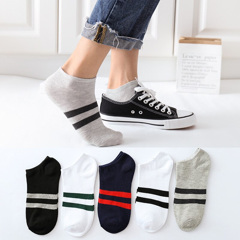 5 Pairs/Lot Men Mixed Color Cotton Socks Free Size Casual No Show Ankle Socks Male Summer Autumn Breathable Socks Men