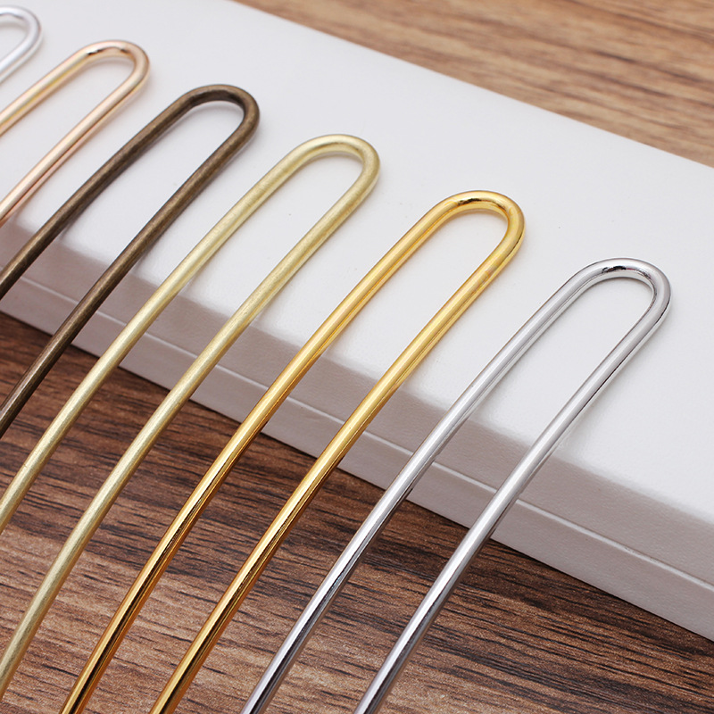 5 unids/lote Vintage bronce antiguo joyería para el cabello en forma de U pasadores de horquillas Retro arco largo Pin accesorios para el cabello Decoración