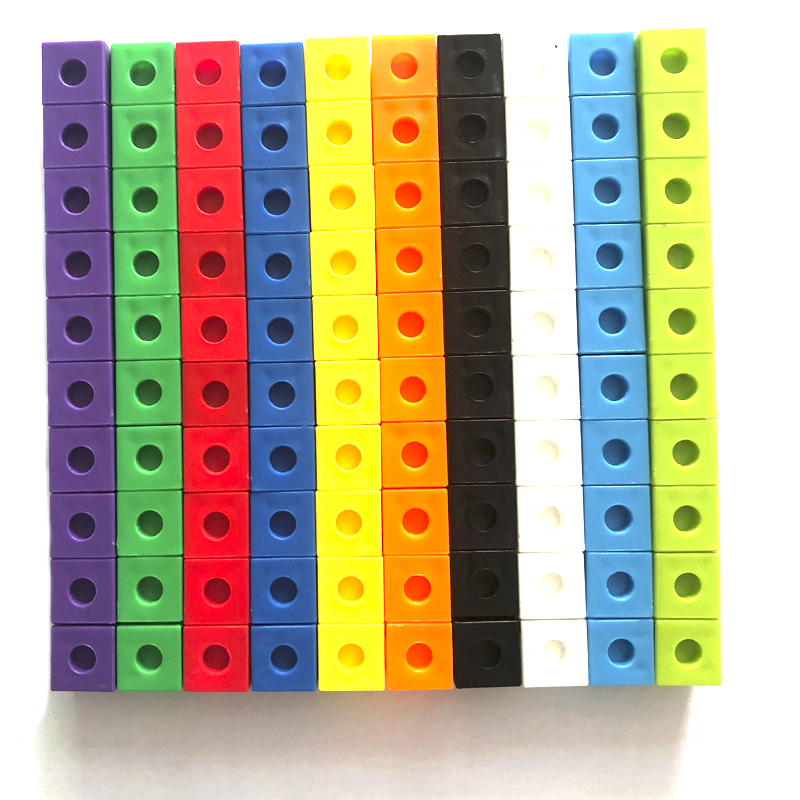 Multilink Linking Tellen Blokken Om Onderwijs Math Manipulatieve Kinderen Vroege Onderwijs Speelgoed 100Pcs 10 Kleuren Aansluiten Blokken Speelgoed
